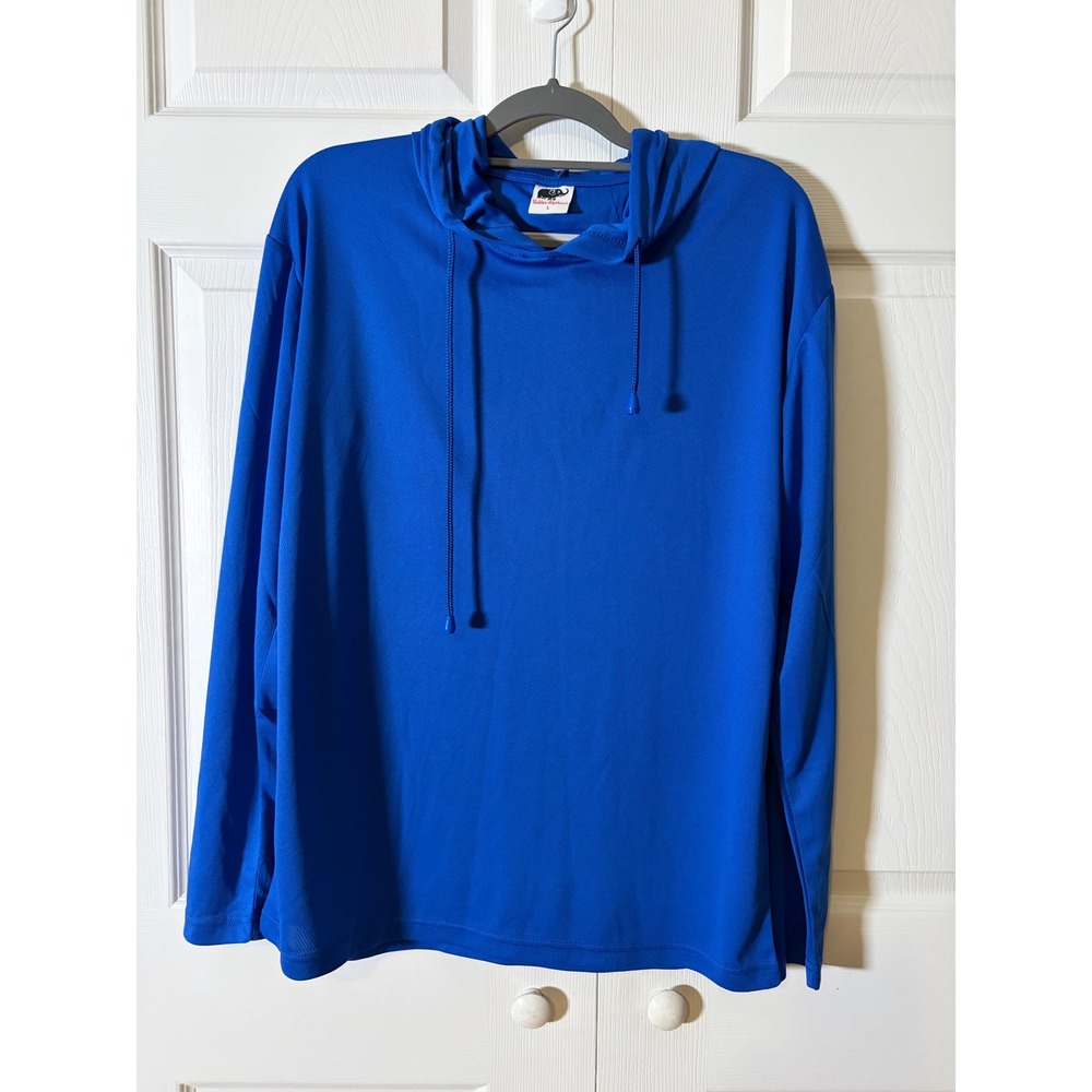 Golden Elephant Mens Royal Blue Long Sleeve Hooded Performance Shirt LX58-5 L